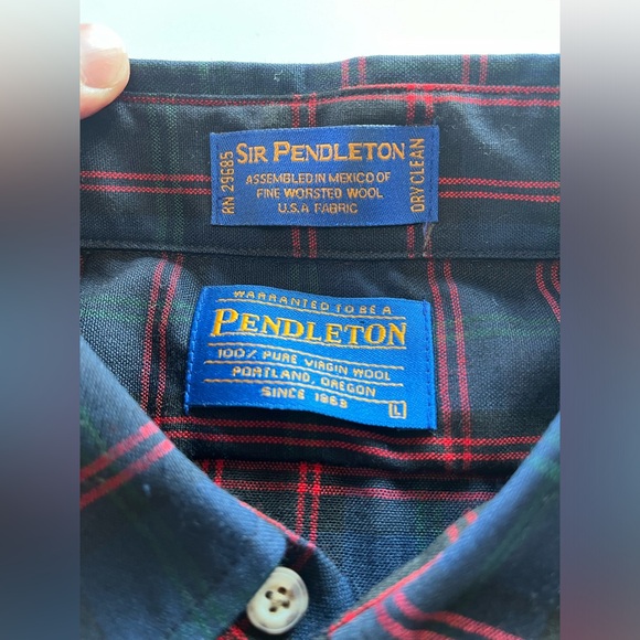 Vintage Sir Pendleton Men's Large 100% Pure Virgin Wool Plaid Button Up - Picture 2 of 13